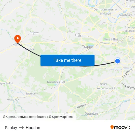 Saclay to Houdan map