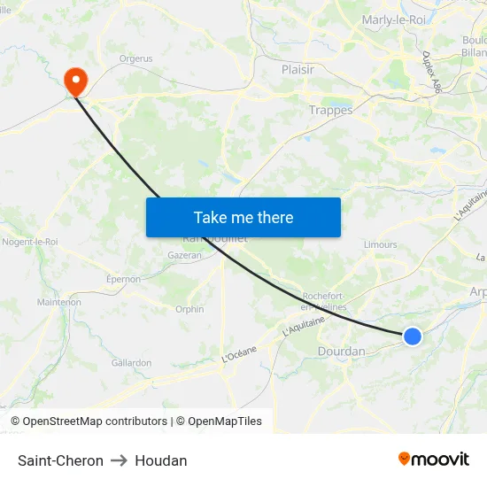 Saint-Cheron to Houdan map