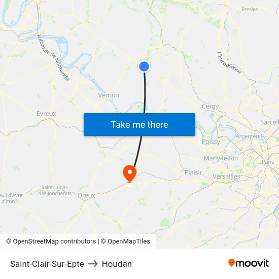 Saint-Clair-Sur-Epte to Houdan map