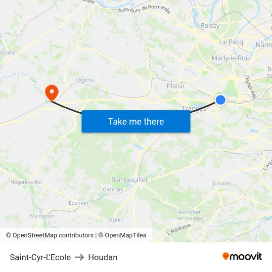Saint-Cyr-L'Ecole to Houdan map