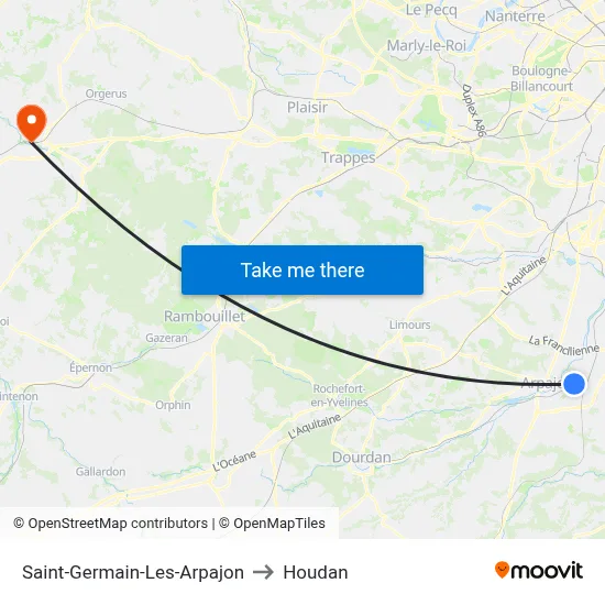 Saint-Germain-Les-Arpajon to Houdan map