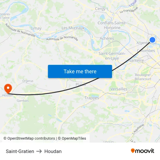 Saint-Gratien to Houdan map