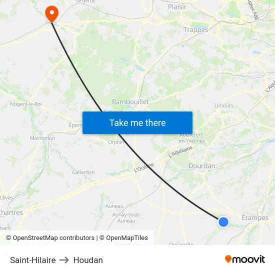 Saint-Hilaire to Houdan map