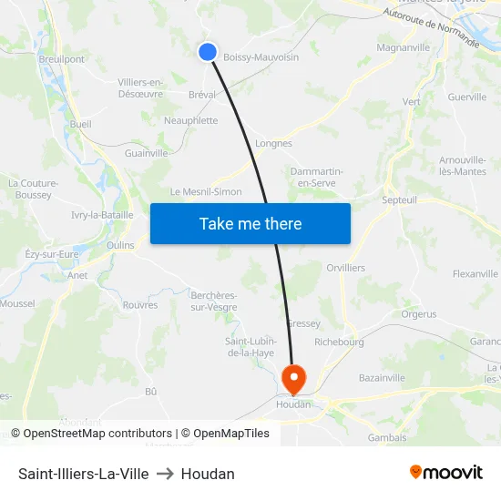 Saint-Illiers-La-Ville to Houdan map