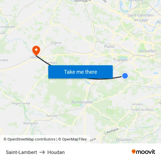 Saint-Lambert to Houdan map