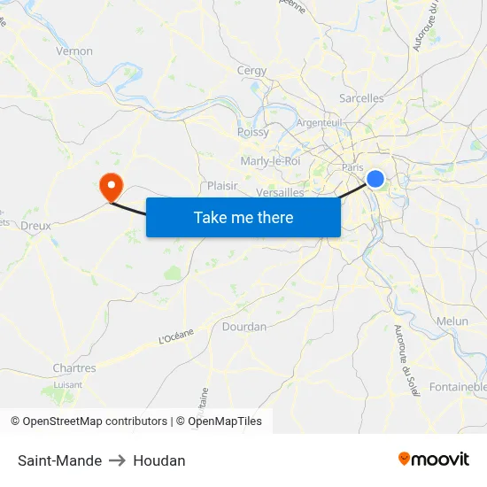 Saint-Mande to Houdan map