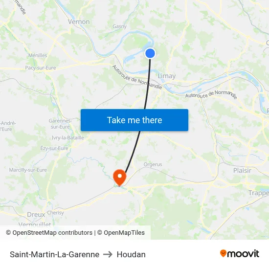 Saint-Martin-La-Garenne to Houdan map