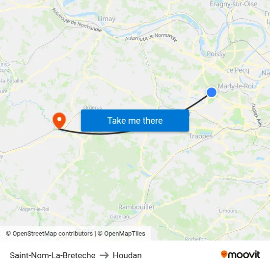 Saint-Nom-La-Breteche to Houdan map