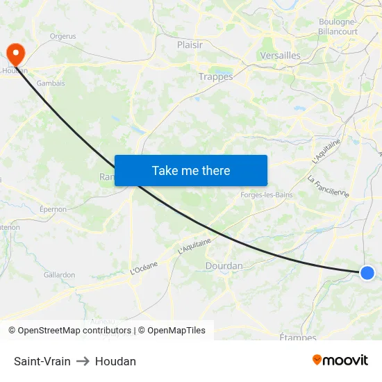 Saint-Vrain to Houdan map