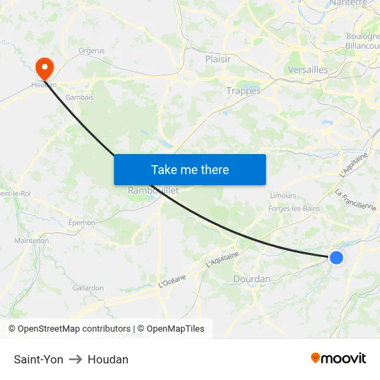 Saint-Yon to Houdan map