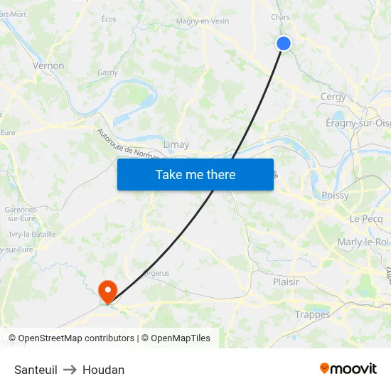 Santeuil to Houdan map
