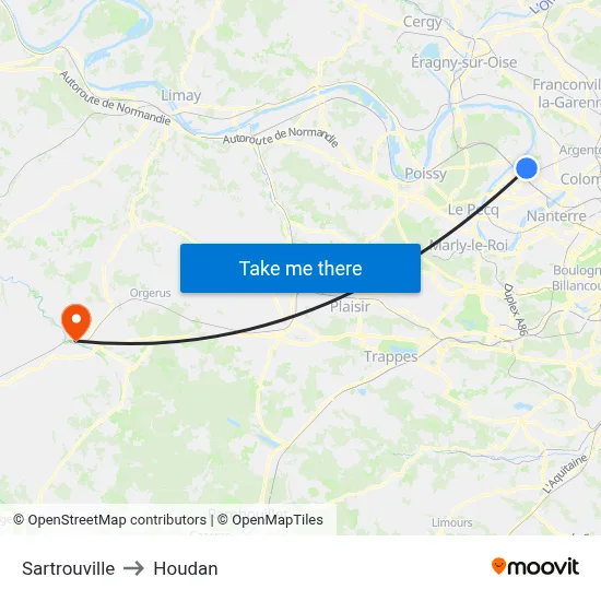 Sartrouville to Houdan map