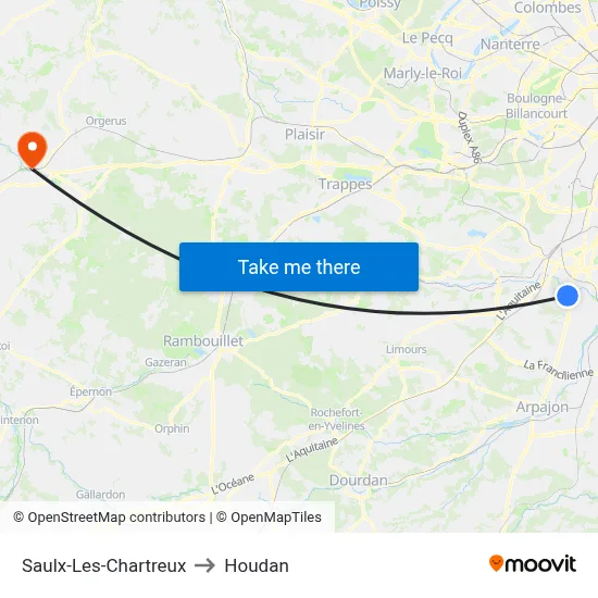Saulx-Les-Chartreux to Houdan map