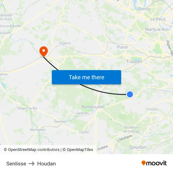 Senlisse to Houdan map