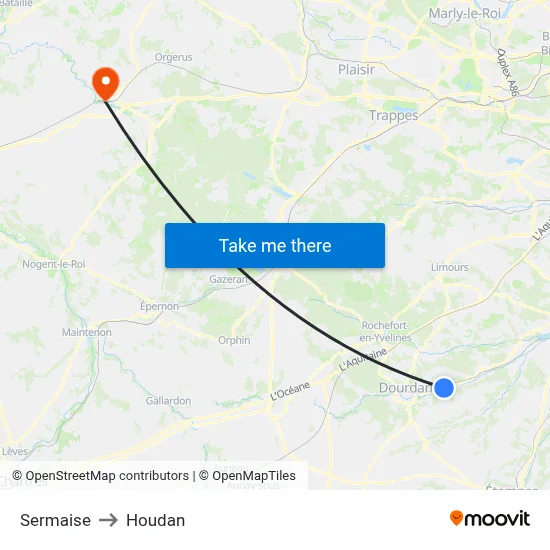 Sermaise to Houdan map