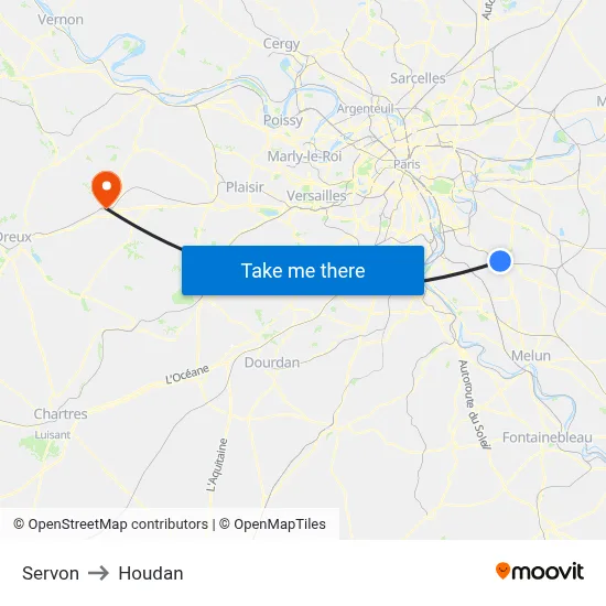 Servon to Houdan map