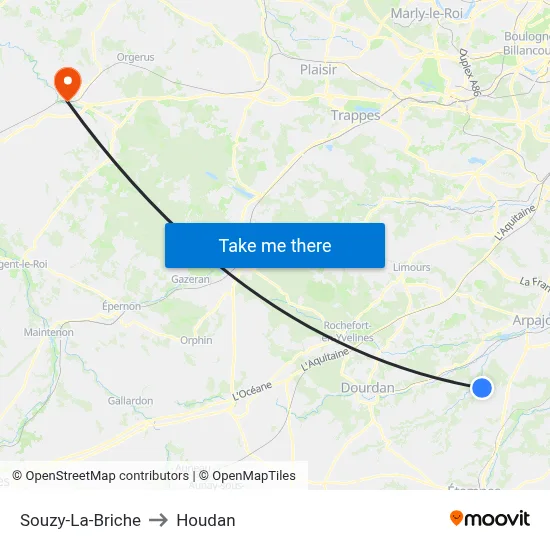 Souzy-La-Briche to Houdan map