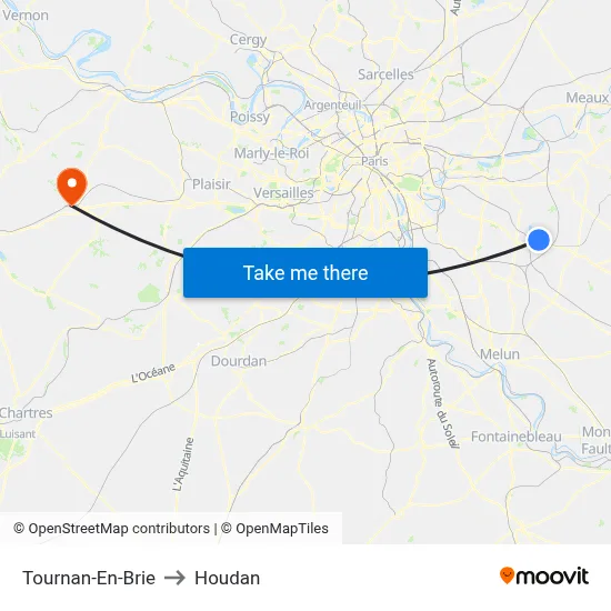 Tournan-En-Brie to Houdan map