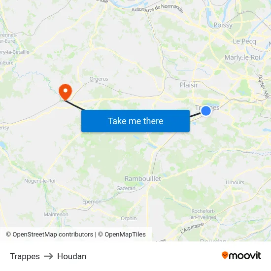 Trappes to Houdan map