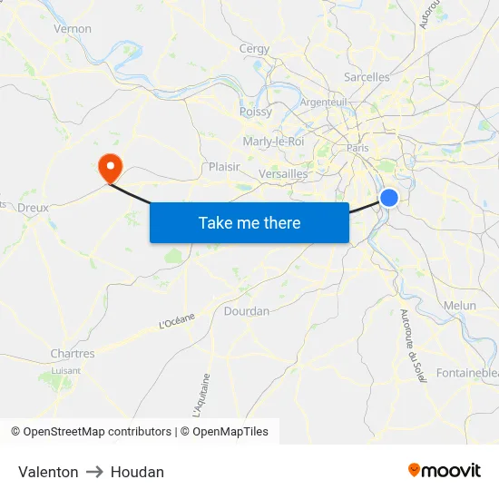 Valenton to Houdan map