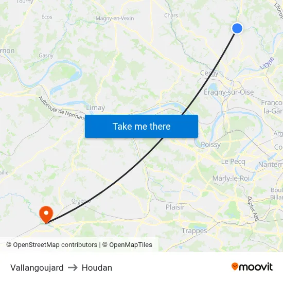 Vallangoujard to Houdan map