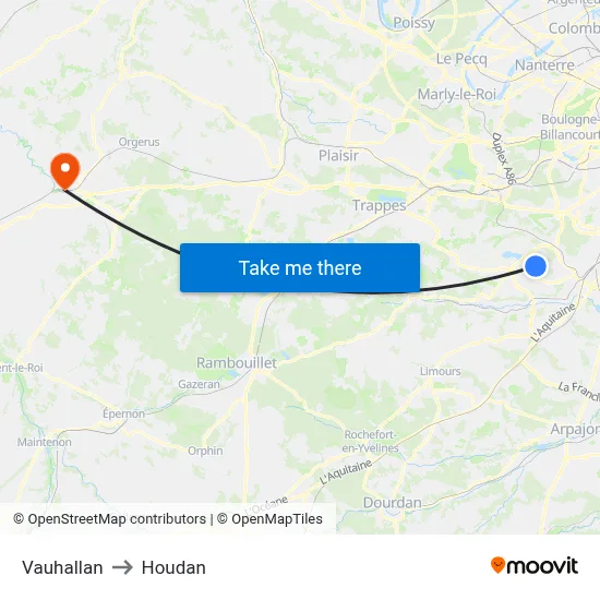 Vauhallan to Houdan map