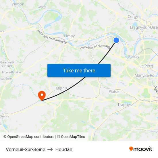Verneuil-Sur-Seine to Houdan map