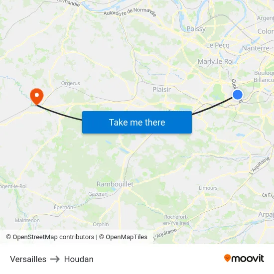 Versailles to Houdan map