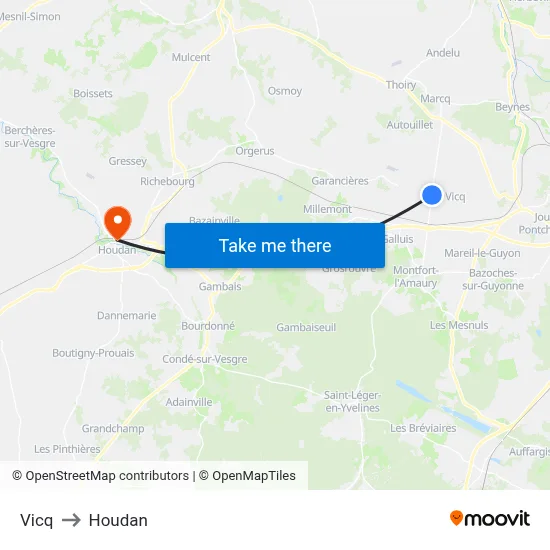 Vicq to Houdan map