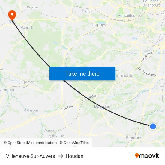 Villeneuve-Sur-Auvers to Houdan map