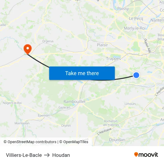 Villiers-Le-Bacle to Houdan map