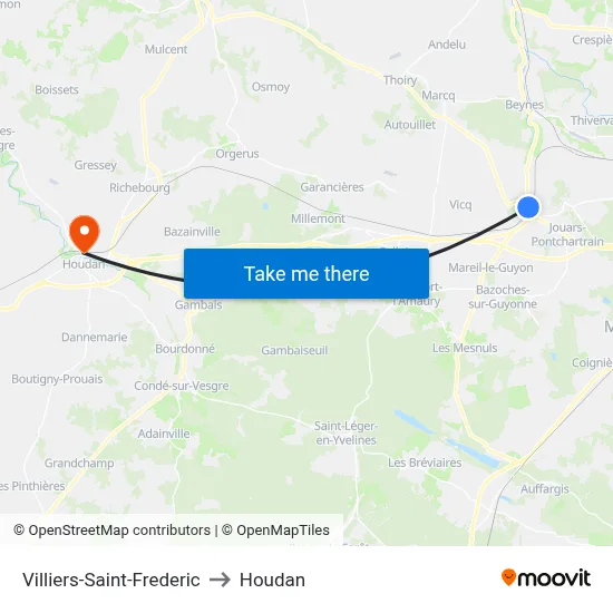 Villiers-Saint-Frederic to Houdan map