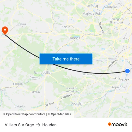 Villiers-Sur-Orge to Houdan map