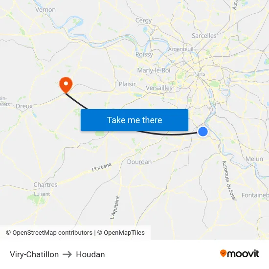 Viry-Chatillon to Houdan map