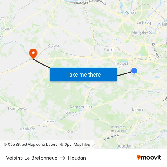 Voisins-Le-Bretonneux to Houdan map