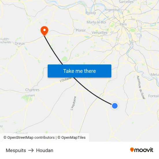 Mespuits to Houdan map