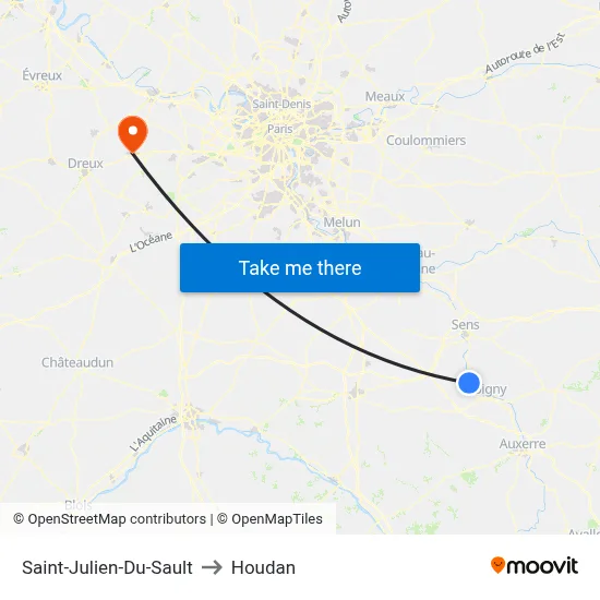Saint-Julien-Du-Sault to Houdan map