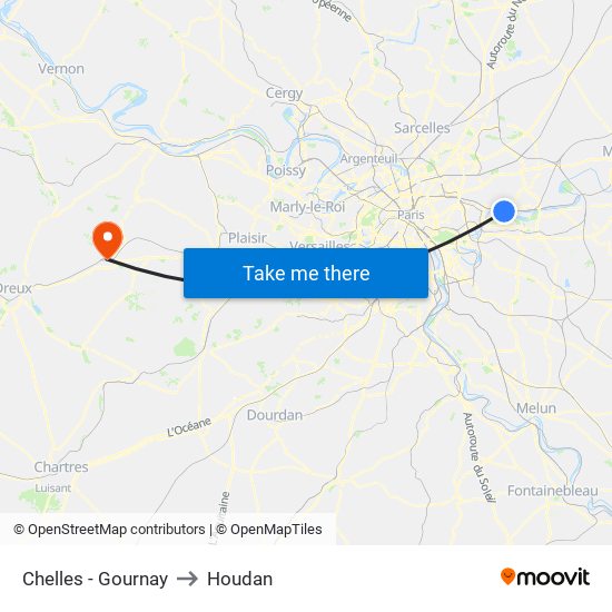 Chelles - Gournay to Houdan map