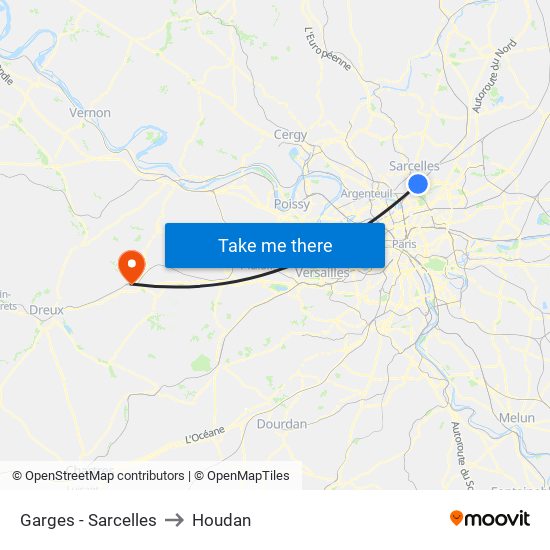 Garges - Sarcelles to Houdan map