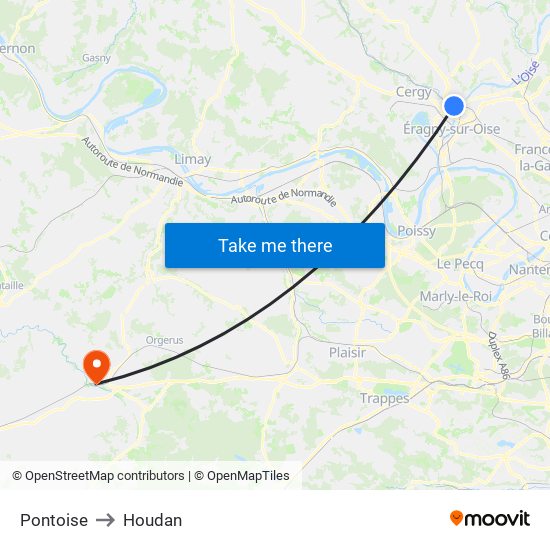 Pontoise to Houdan map
