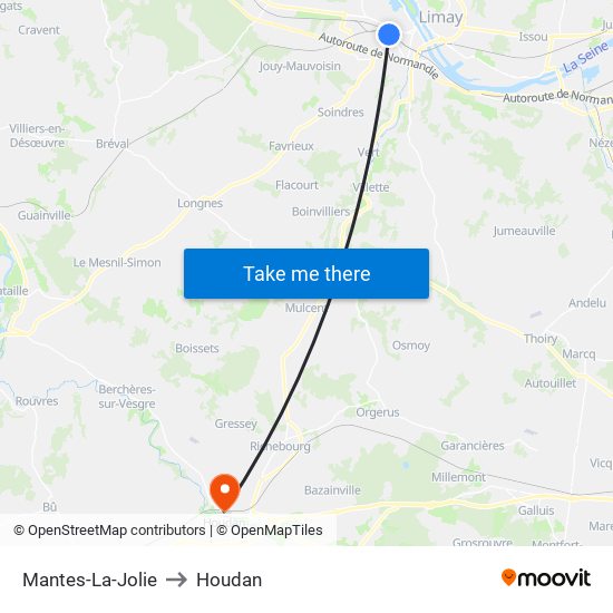 Mantes-La-Jolie to Houdan map