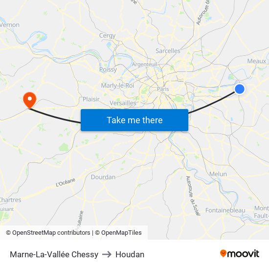 Marne-La-Vallée Chessy to Houdan map