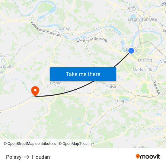 Poissy to Houdan map