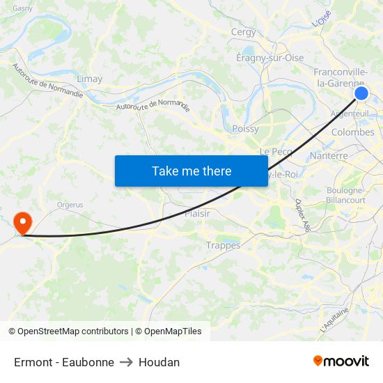 Ermont - Eaubonne to Houdan map