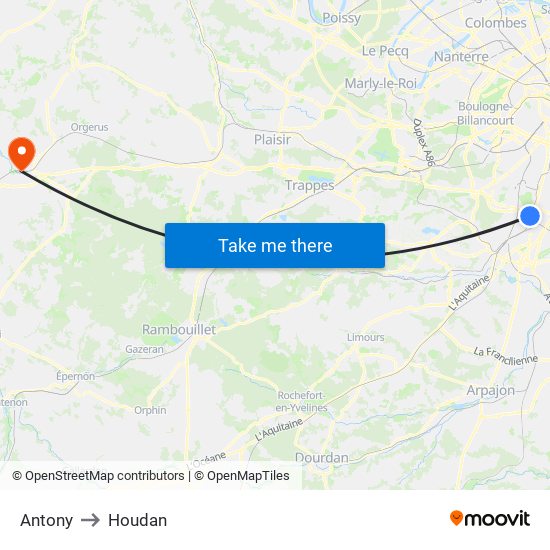 Antony to Houdan map