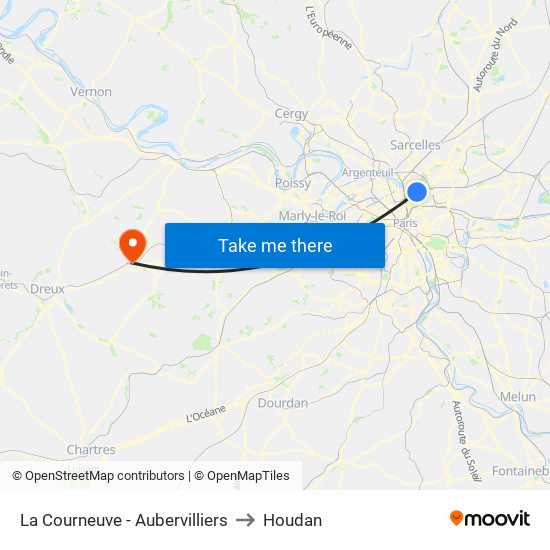 La Courneuve - Aubervilliers to Houdan map