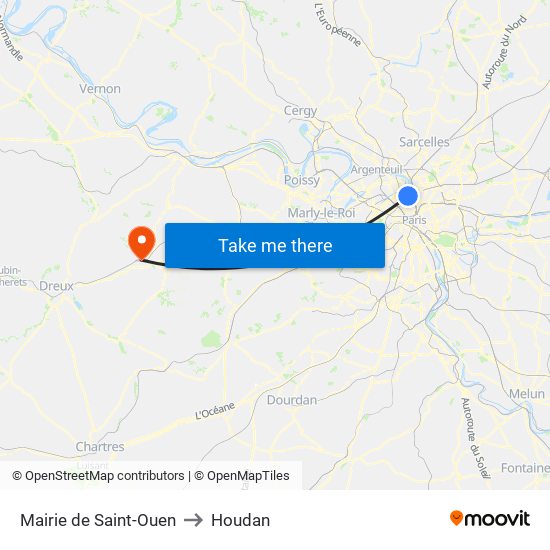 Mairie de Saint-Ouen to Houdan map