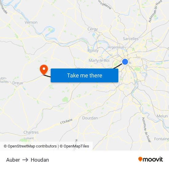 Auber to Houdan map