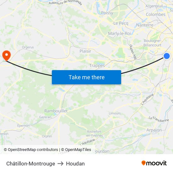 Châtillon-Montrouge to Houdan map
