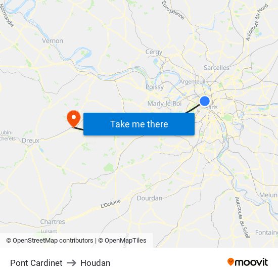Pont Cardinet to Houdan map